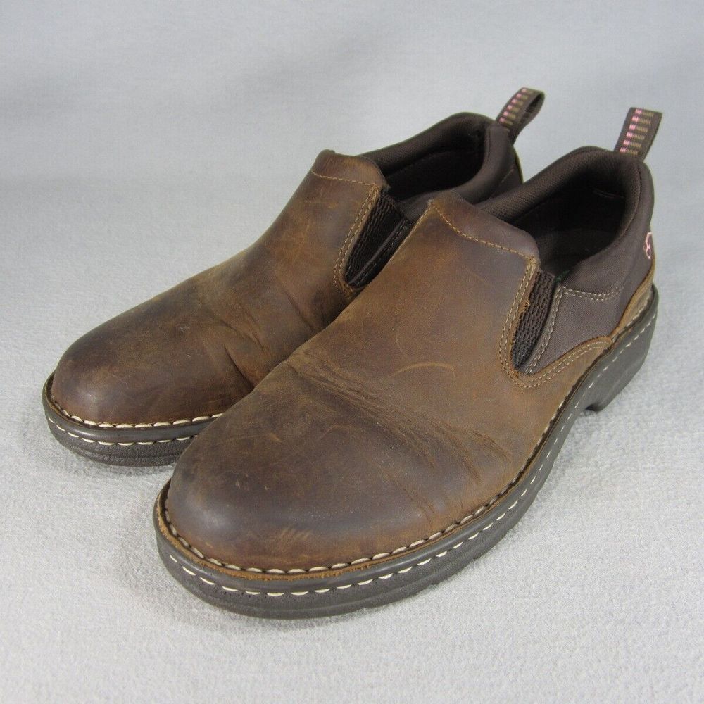 Ariat Traverse Shoes Womens 8.5 Brown Distressed Leather Slip-On Loafers Western